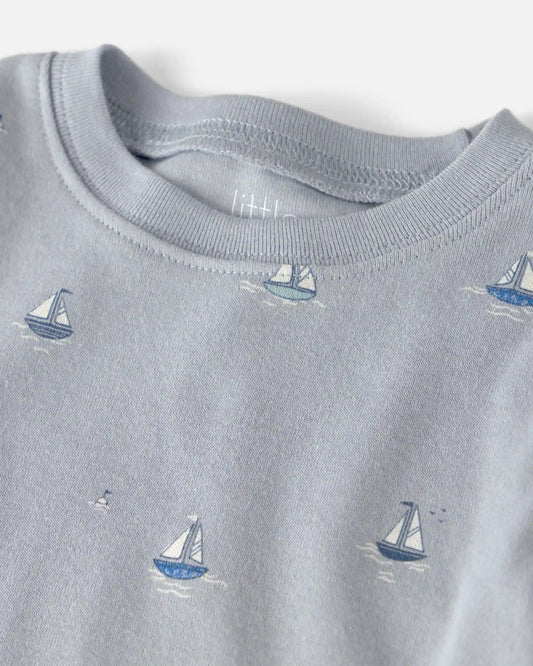 Baby 2-Piece Organic Cotton Ribbed Pajama Set in Sail Away Print