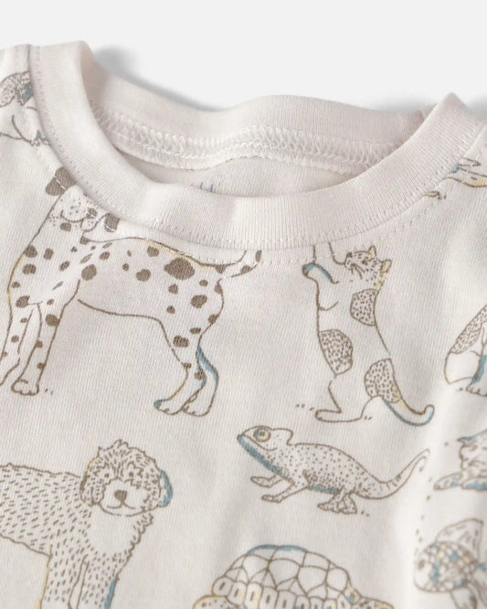 Baby 2-Piece Organic Cotton Ribbed Pajama Set in Pet Print