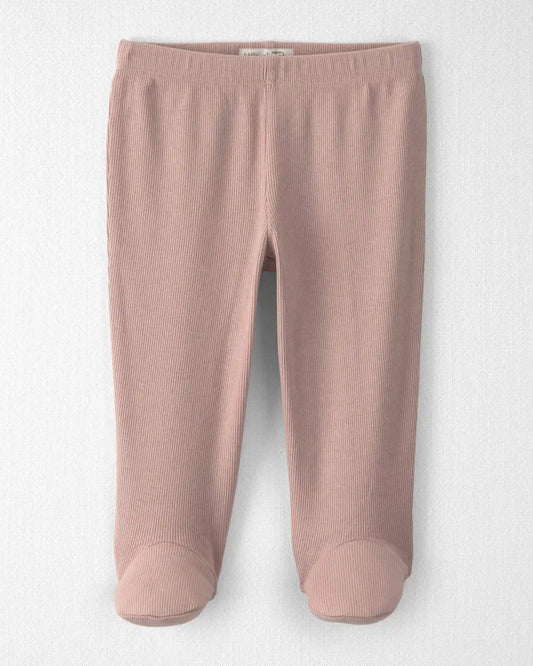 Baby Girl Organic Cotton Rib Footed Pants