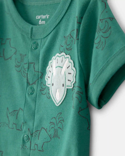 Baby Boy Dinosaur Short-Sleeve Romper - Green