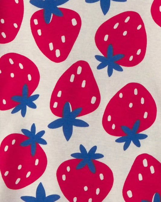 Baby Girl Fruit 100% Cotton 4-Piece Pajama Set - Red/Blue