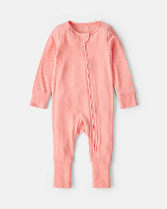 Baby Girl PurelySoft™ 2-Way Zip Sleep & Play Pajamas - Coral