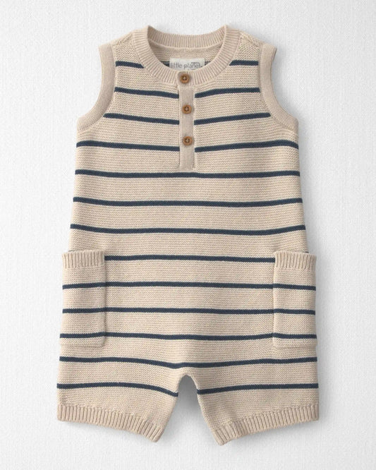 Baby Organic Cotton Knit Romper in Stripes