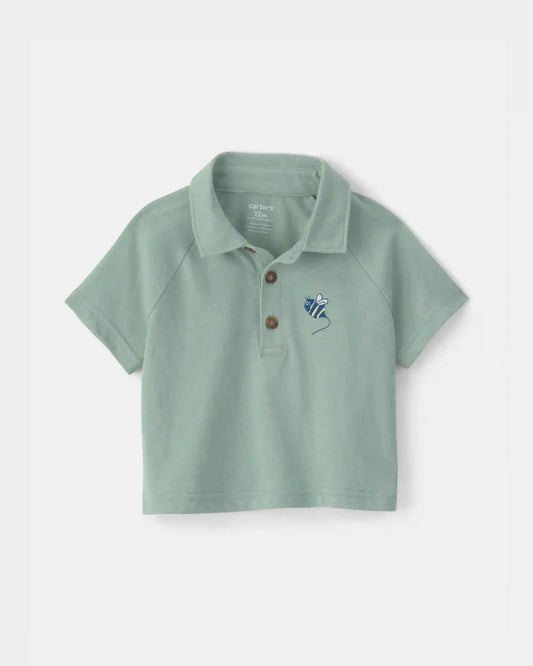 Baby Boy Bumble Bee Short-Sleeve Polo Shirt - Green