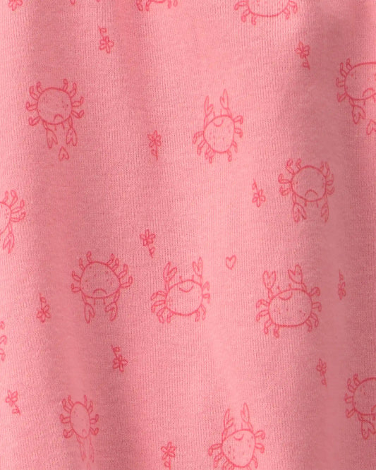 Baby Girl Crab Sleeveless Romper - Pink