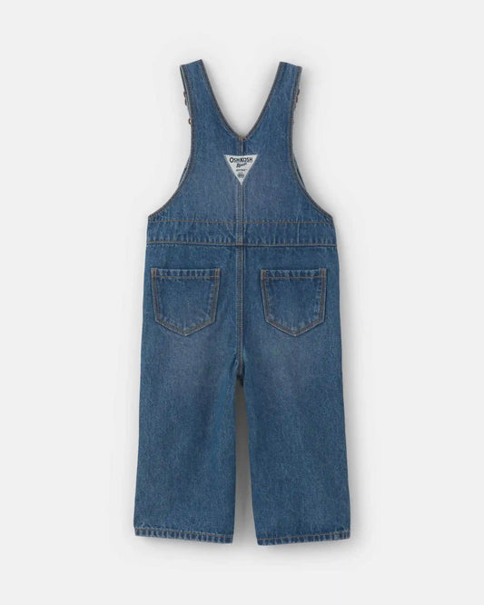 Baby Girl Wide-Leg Overalls - Medium Wash