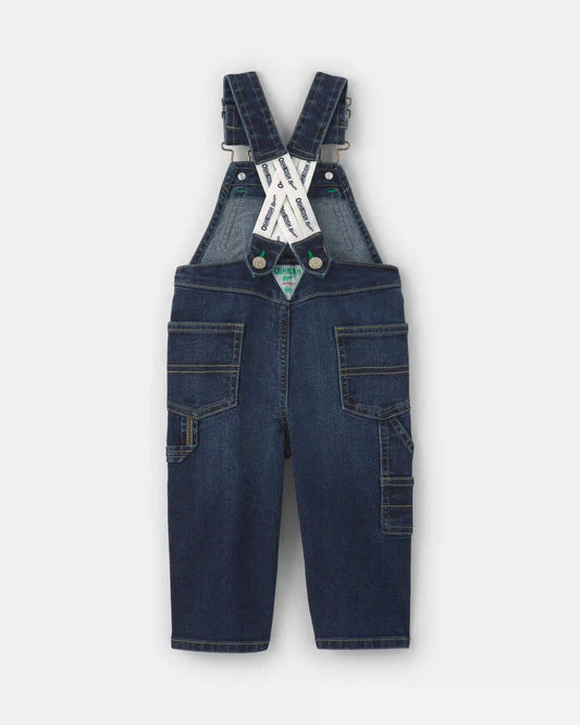 Baby Elastic Strap Denim Overalls - Dark Wash