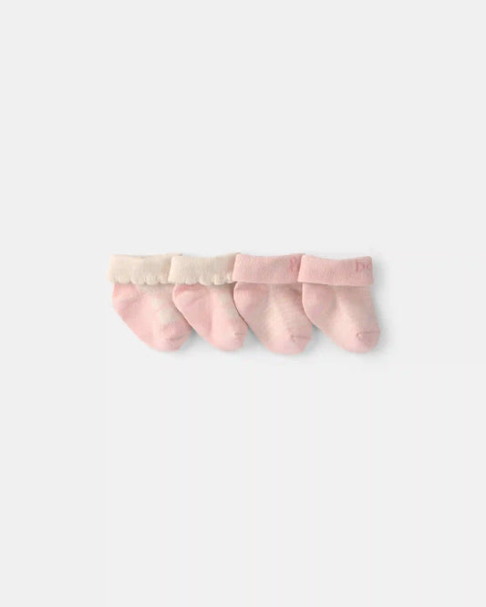 Baby Girl 2-Pack 'Hello Baby' Foldover Booties - Pink