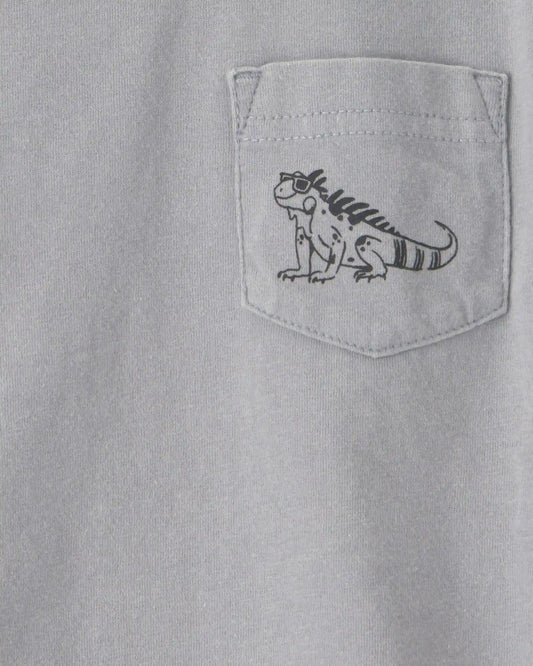 Baby Boy Lizard Pocket Tee - Grey