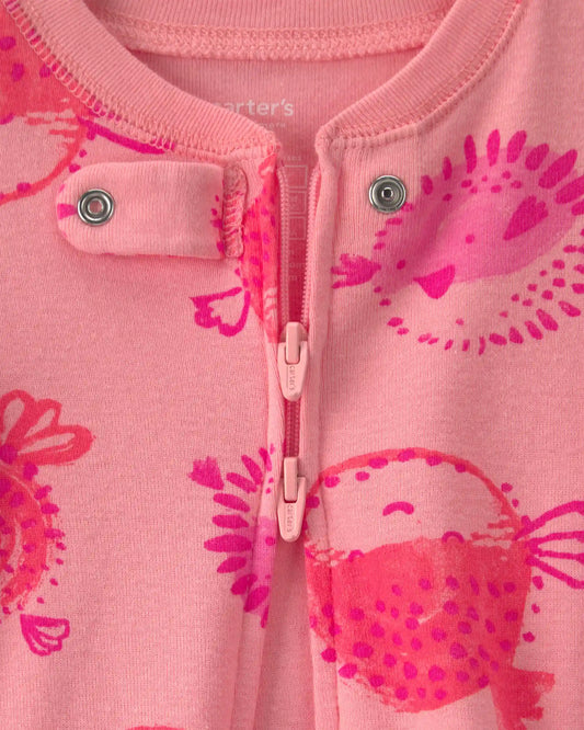 Baby Girl Pufferfish 100% Cotton 1-Piece Pajama - Pink