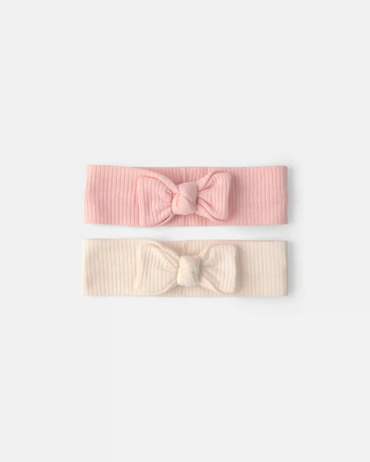 Baby Girl 2-Pack Headbands - Pink/Ivory