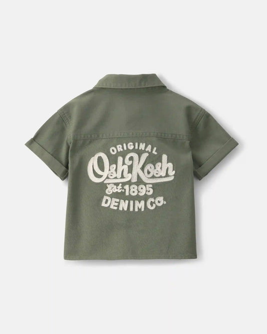 Baby Boy OshKosh Logo Short-Sleeve Button-Down Shirt - Green