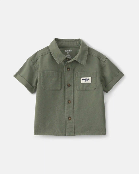 Baby Boy OshKosh Logo Short-Sleeve Button-Down Shirt - Green