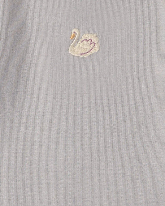 Baby Girl 4-Pack Swan Floral Long-Sleeve Bodysuits - Grey/Purple/Ivory