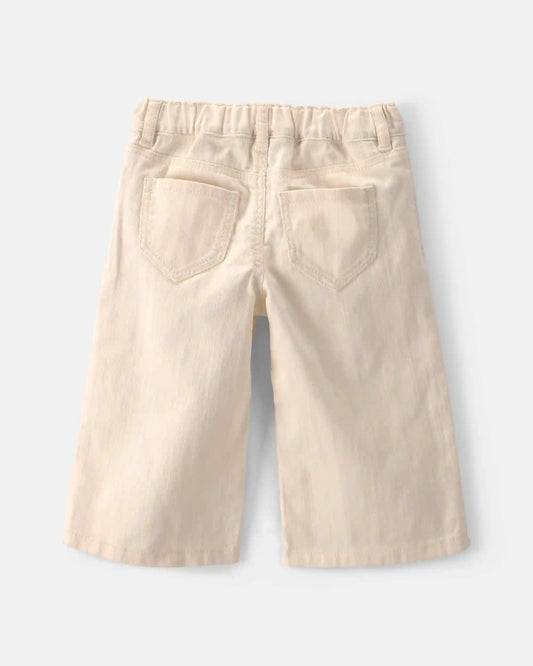 Baby Girl Floral Twill Pants - Cream