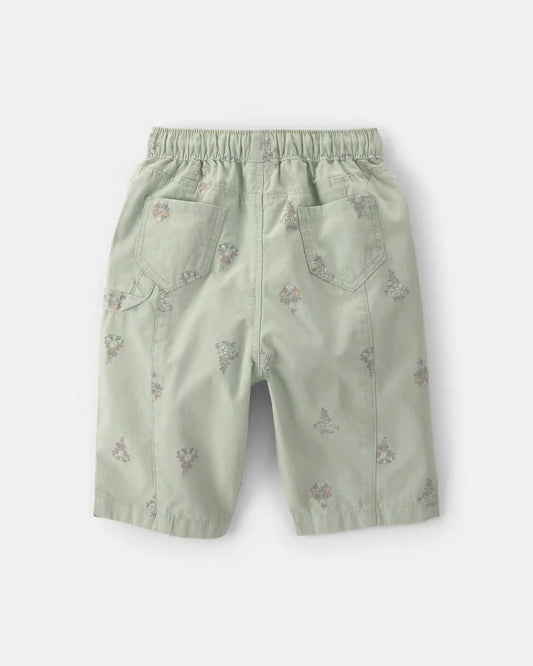 Baby Girl Floral Barrel Pants - Green