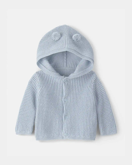 Baby Boy Bear Ears Hooded Sweater - Blue