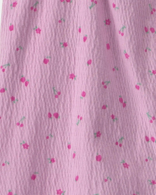 Baby Girl Cherry Flutter Sleeve Jumpsuit - Pink
