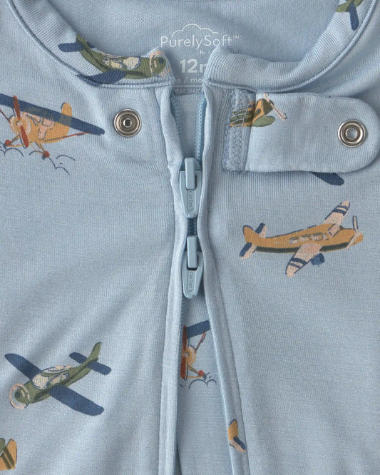 Baby Boy 2-Pack PurelySoft™ Vintage Plane Rompers - Blue