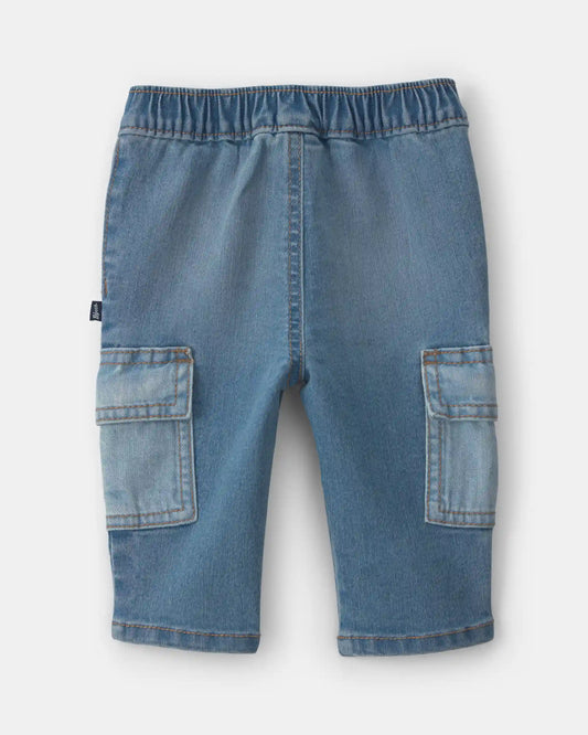 Baby Boy Straight-Leg Cargo Jeans - Medium Wash