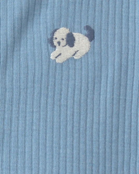 Baby Boy Dog Cotton Snap Sleep & Play Pajamas - Blue