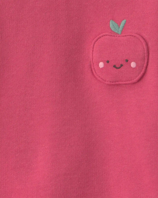Baby Girl 2-Piece Apple French Terry Top & Pant Set - Red/Pink