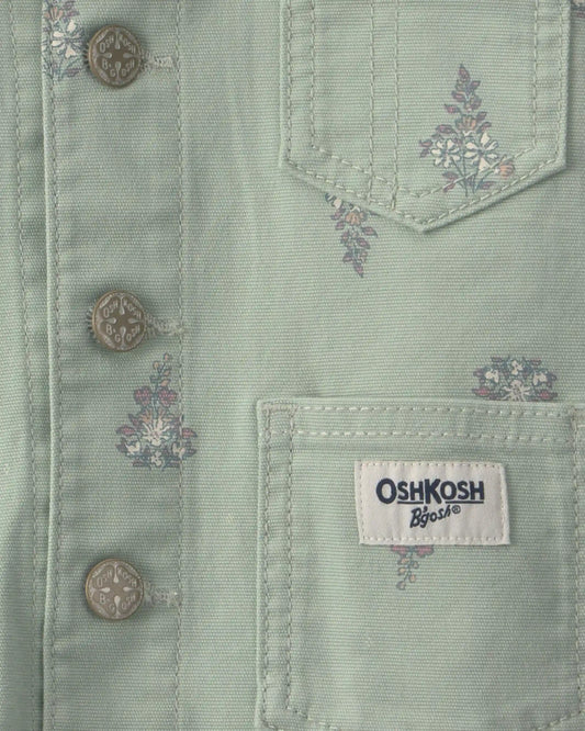 Baby Girl Floral Canvas Jacket - Green