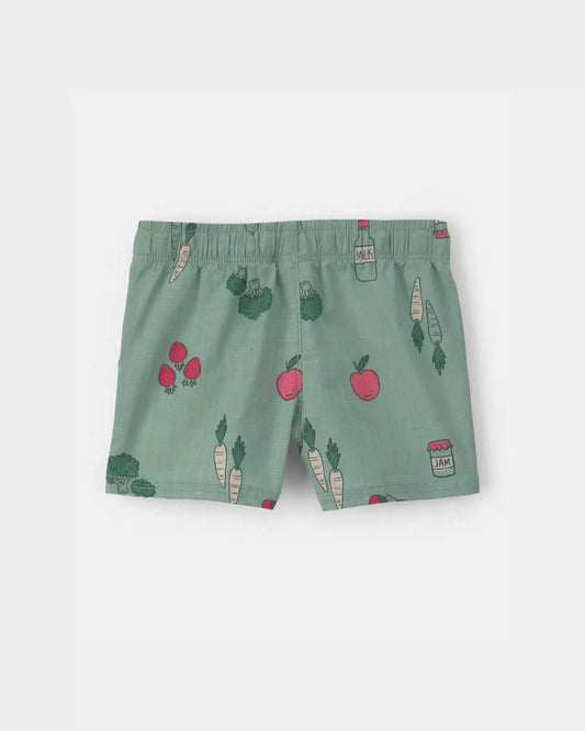 Baby Boy Veggie Fruit Shorts - Green
