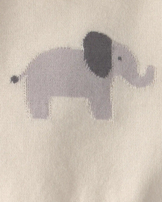 Baby 2-Piece Elephant Short-Sleeve Sweater Top & Short Set - Ivory