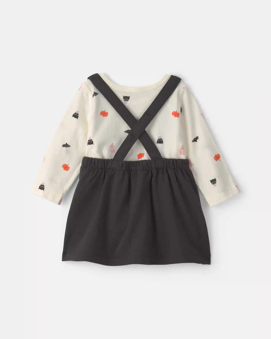 Baby Girl 3-Piece Halloween Long-Sleeve Dress Set - Black