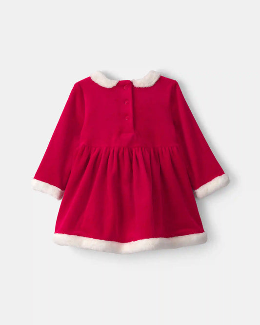 Baby Girl 2-Piece Christmas Long-Sleeve Dress Set - Red
