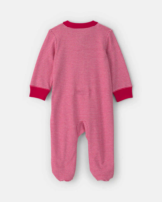 Baby Reindeer 100% Cotton 2-Way Zip Sleep & Play Pajamas - Red