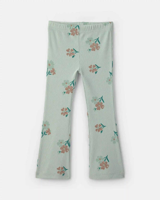 Baby Girl Floral Long-Sleeve Top & Pant Set - Green
