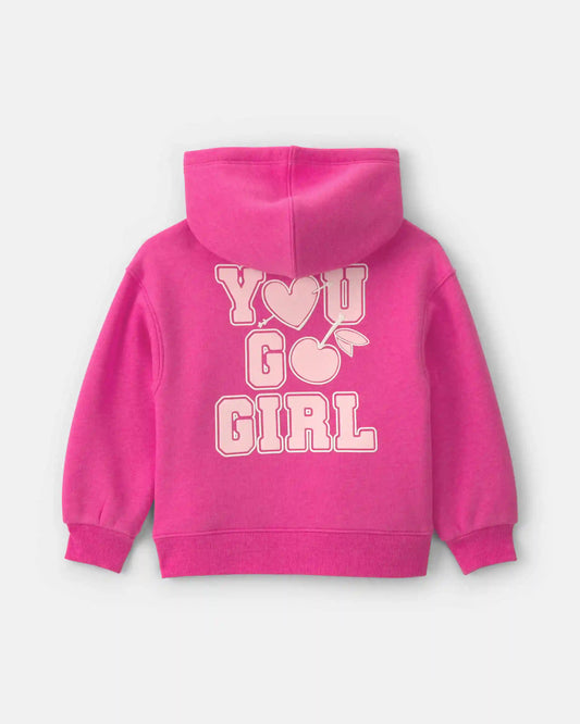 Baby Girl Heart Fleece Hoodie & Pant Set - Pink