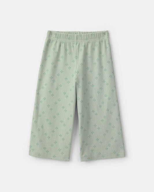 Baby Girl 2-Piece Flower Fleece Long-Sleeve Top & Pant Set - Green