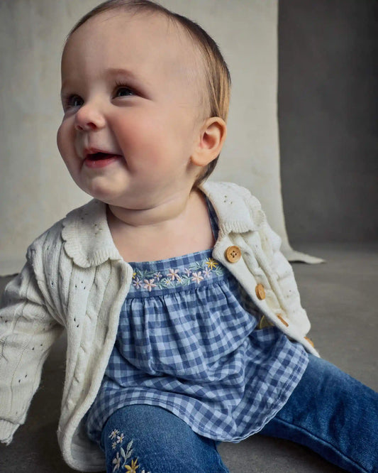 Baby Girl Fair Isle Cardigan Sweater - Cream