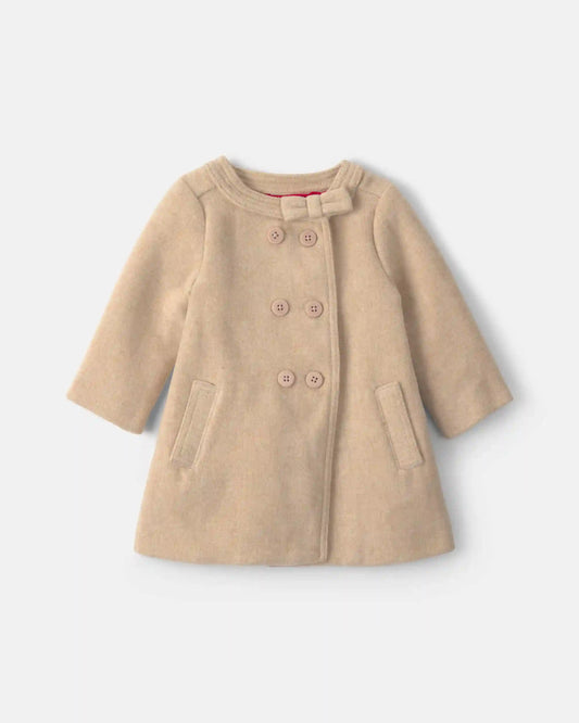 Baby Girl Bow Poplin Jacket - Brown
