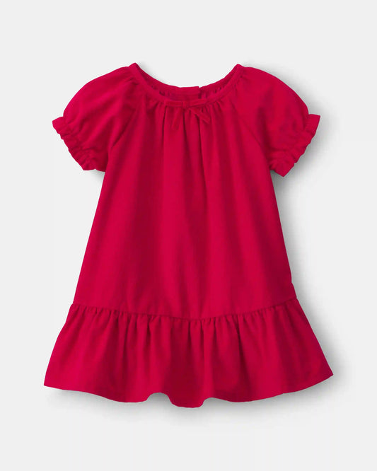 Baby Girl Corduroy Short-Sleeve Dress - Red