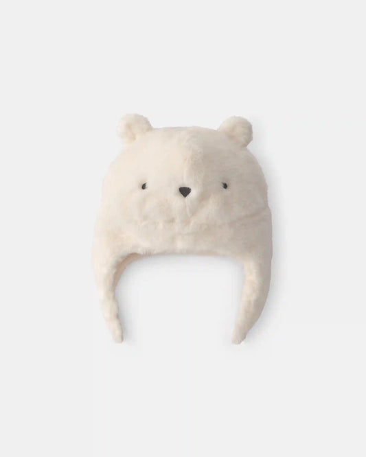 Baby Polar Bear Christmas Fleece Hat - Cream