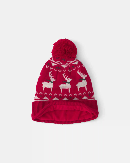 Baby 2-Piece Fair Isle Christmas Beanie & Glove Set - Red