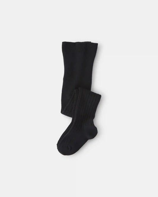 Baby Girl Ribbed Tights - Black