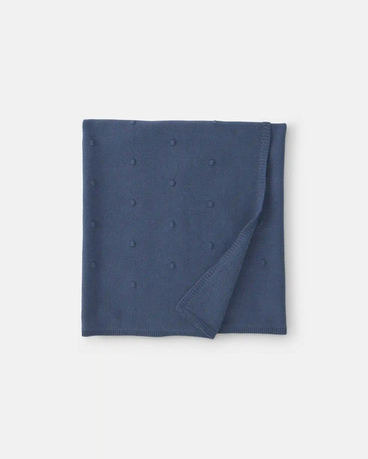 Baby Boy Knit Dot Blanket - Navy Blue