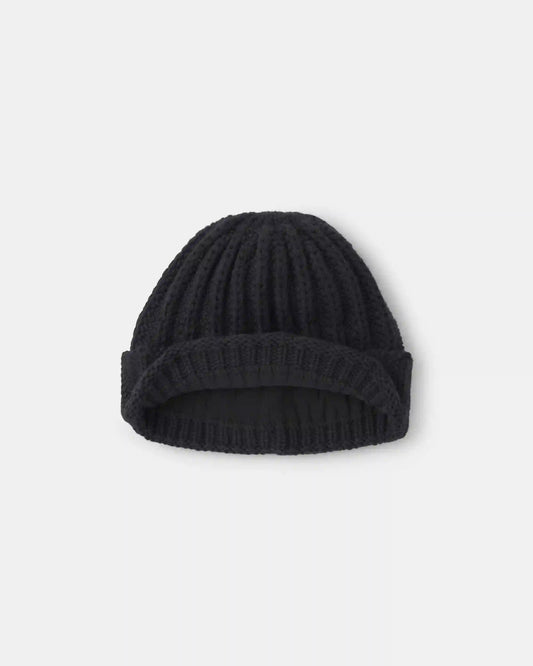 Baby Boy Ribbed Beanie - Black