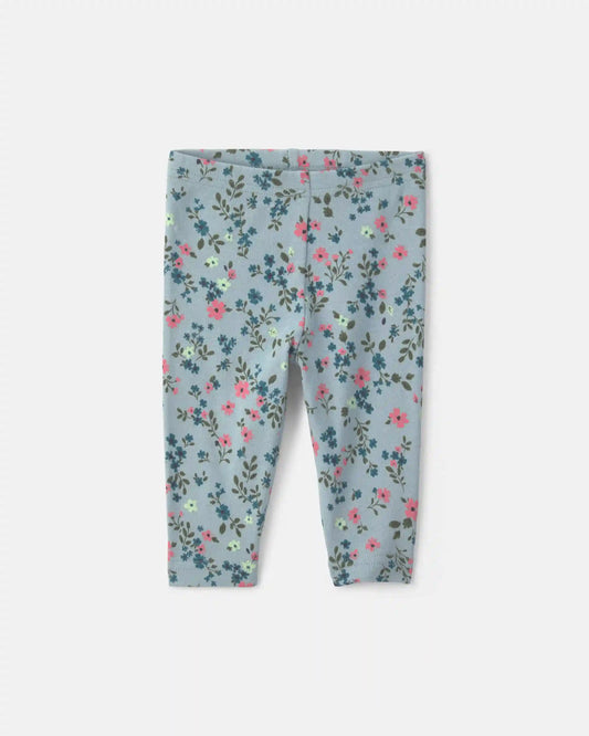 Baby Girl 3-Piece Floral Teddy Fleece Layering Set - Blue/Cream