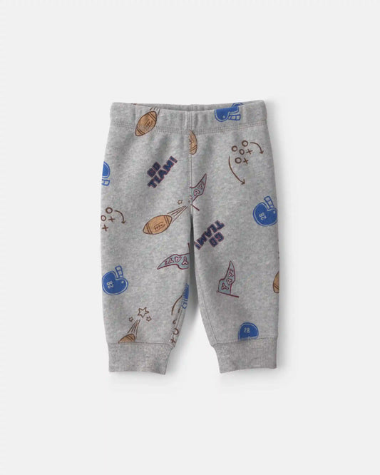 Baby Boy 3-Piece 'Go Team!' Football Fleece Layering Set - Grey/Blue