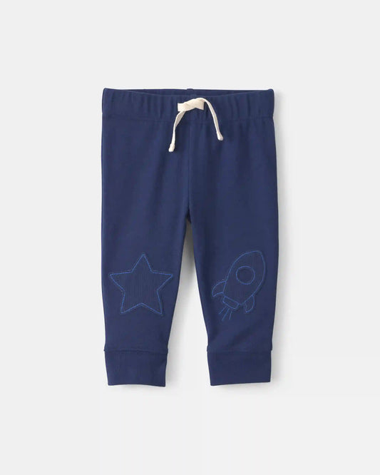 Baby Boy 2-Piece 'Little Man On a Mission' Space Long-Sleeve Bodysuit & Pant Set - Navy Blue