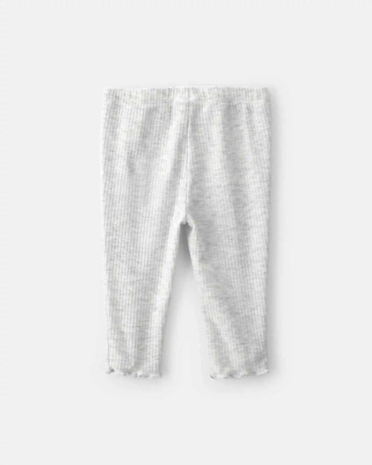Baby Girl Rib Pull-On Leggings - Grey