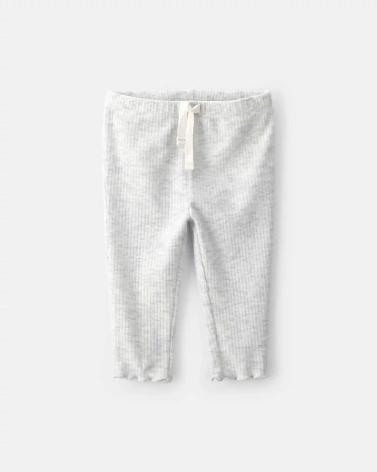 Baby Girl Rib Pull-On Leggings - Grey