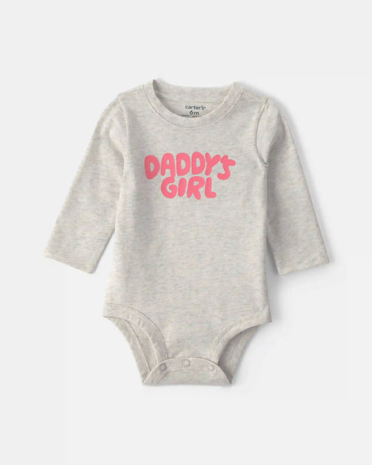 Baby Girl 'Daddys Girl' Long-Sleeve Graphic Bodysuit - Grey