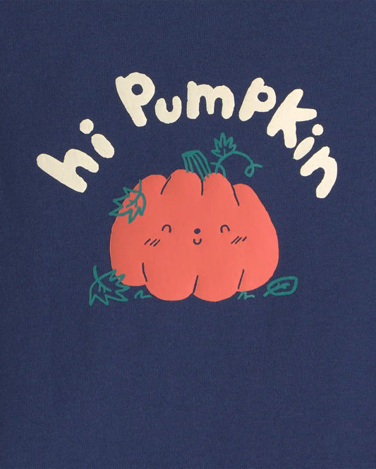 Baby Boy 'Hi Pumpkin' Long-Sleeve Graphic Bodysuit - Navy Blue